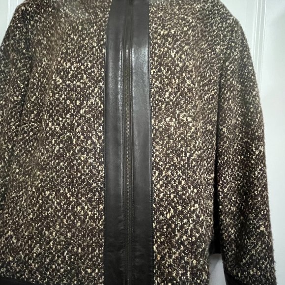 Jones New York WOOL BLEND JACKET with GENUINE LEATHER TRIM - SIZE 22WP - Picture 7 of 8